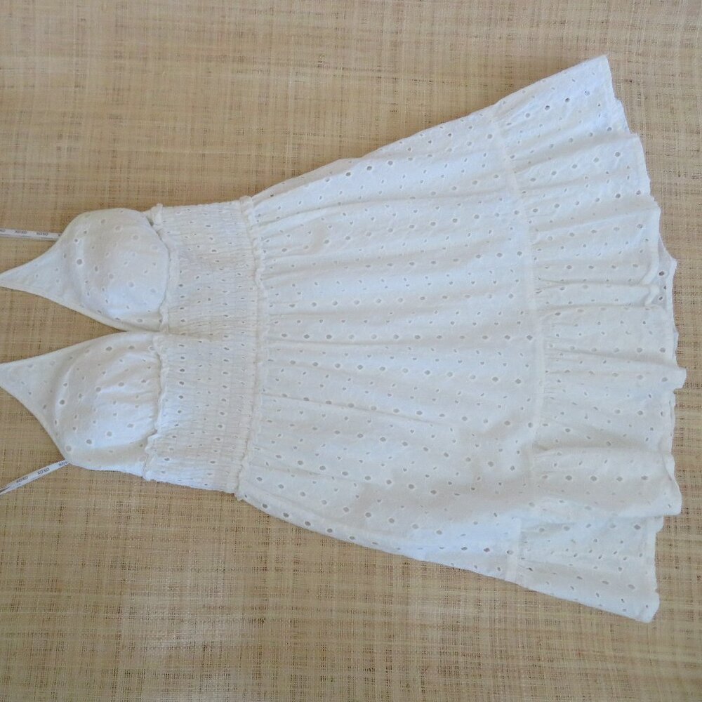 XOXO White Eyelet Halter Summer Dress Sz M Junior